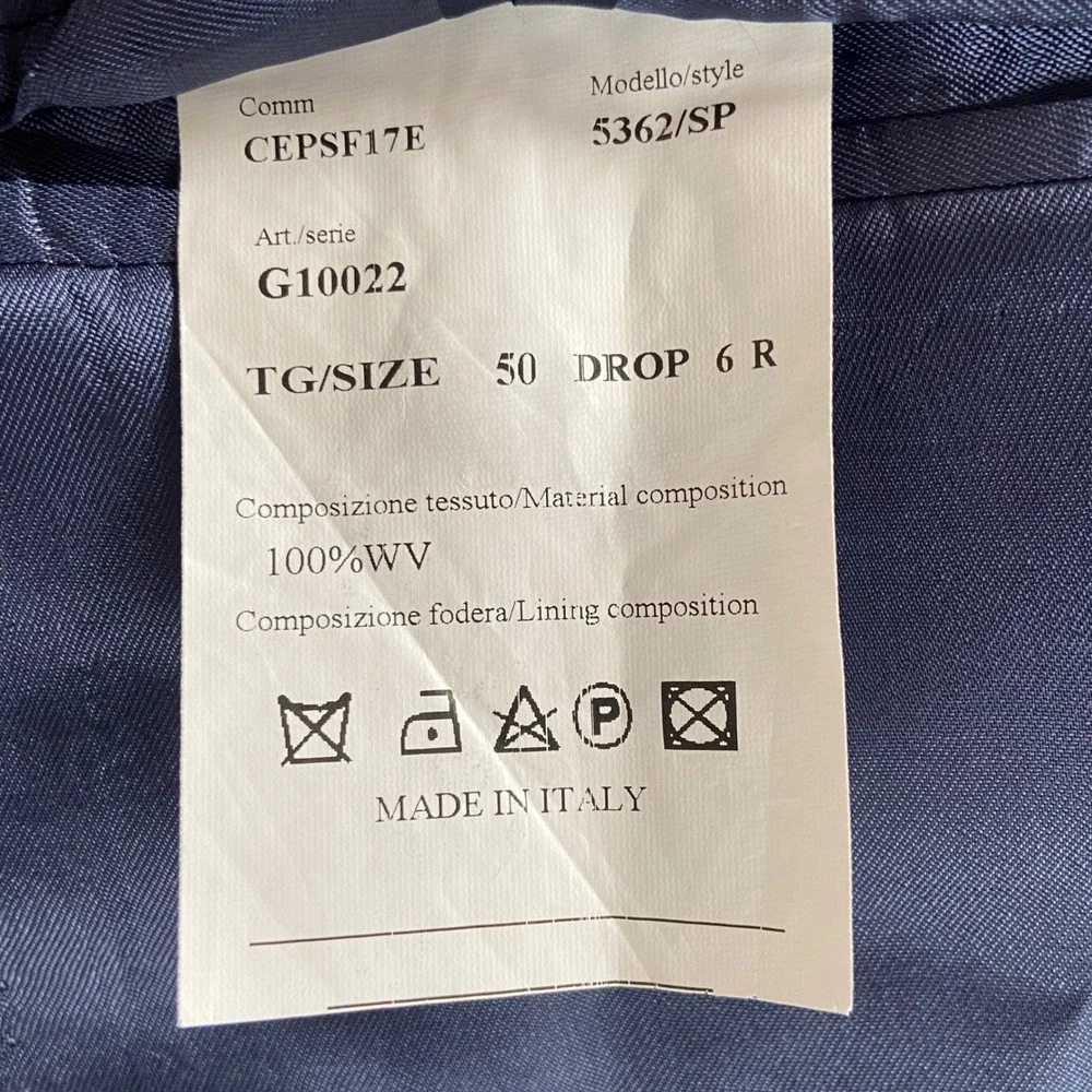 G Manzoni Blazer Mens 50R Navy Blue Super‎ 150s Wool 2 Button Sport Coat Italy